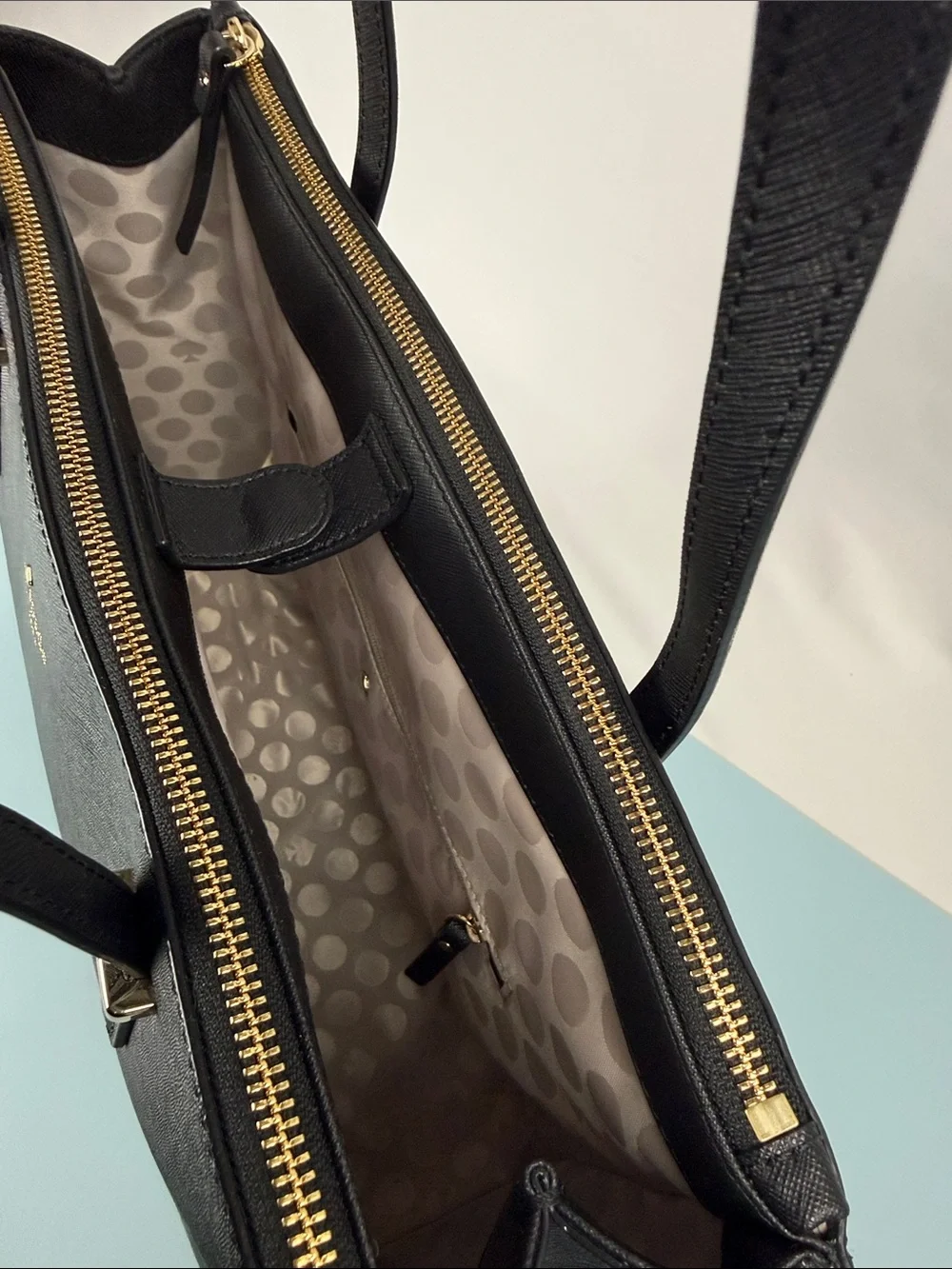 Kate Spade Cedar Street Jensen Black Leather Tote with Gold Hardware